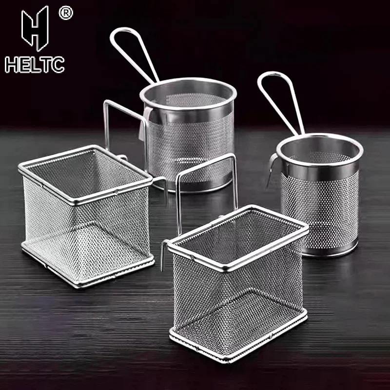304 Stainless Steel Deep Frying Basket Silver Multi-functional Hangable Colander Oil Filter Mesh Sieve Hotpot Strainer Mesh