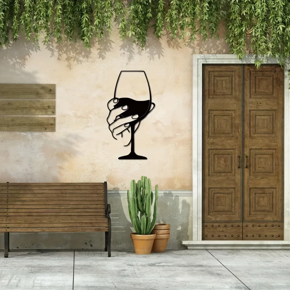 Elegant Wine Glass Metal Wall Art: Chic Modern Decor for Indoor & Outdoor Elegance Iron Art, Wall decoration, Wall Sticker