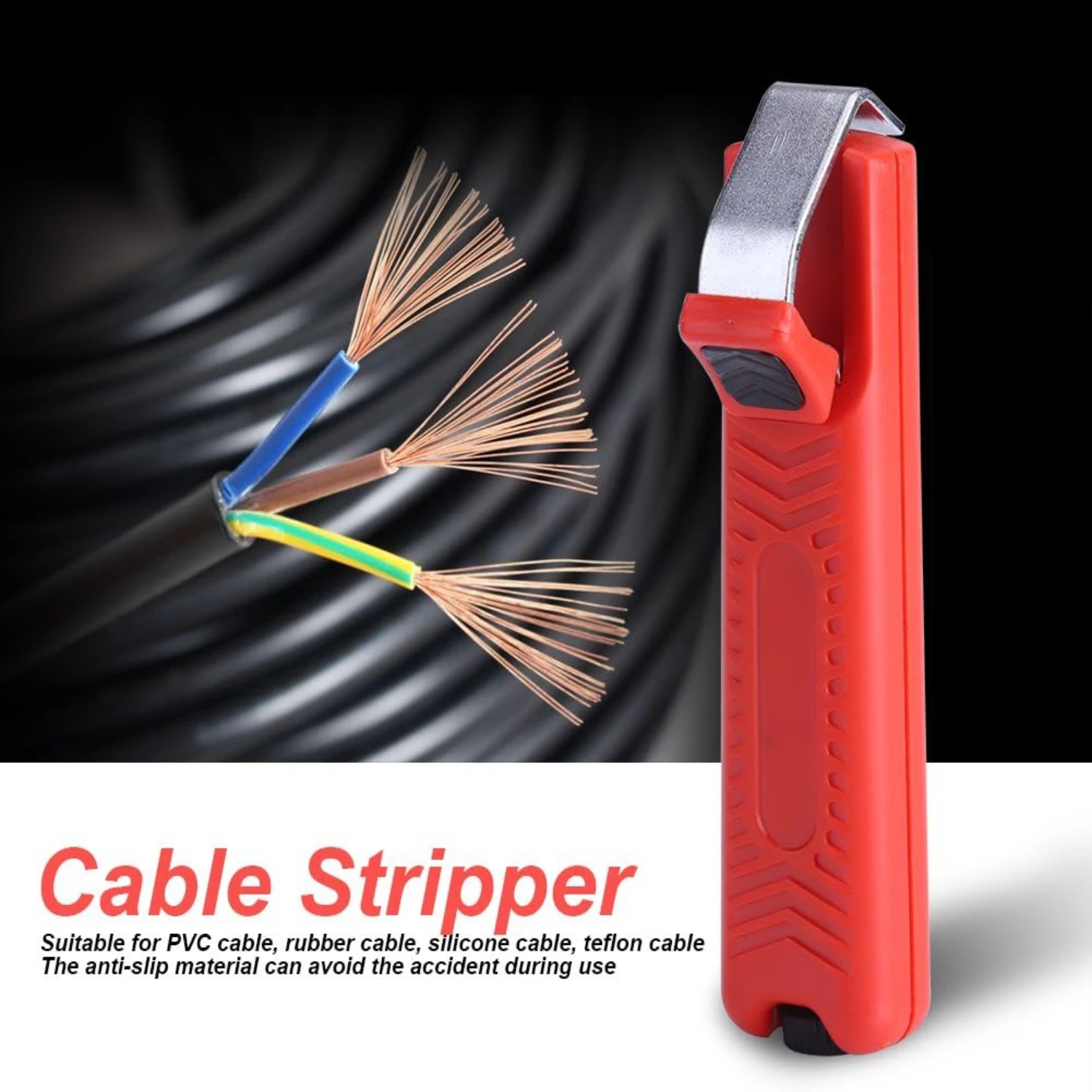 Efficient and Excellent Red Plastic Cable Stripper - Fast and Precise Wire Stripping Cutter Tool for PVC and Rubber Cables, Easy