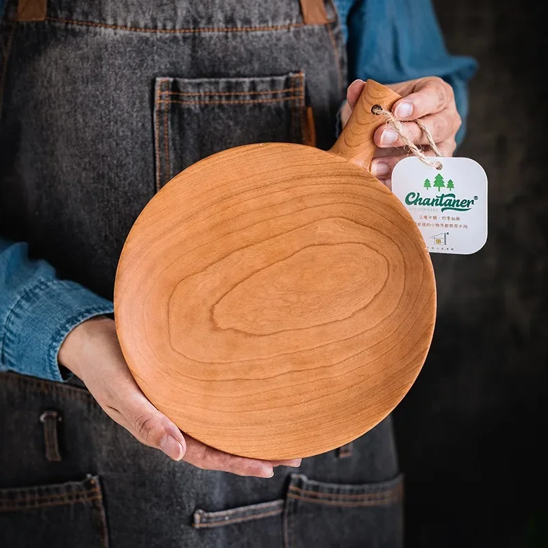 Japanese Cherry Wood Tray –Handmade Round Serving Plate,Rustic Snack Dish, Fruit/Bread Tray, Cottagecore Kitchen Decor &Orament