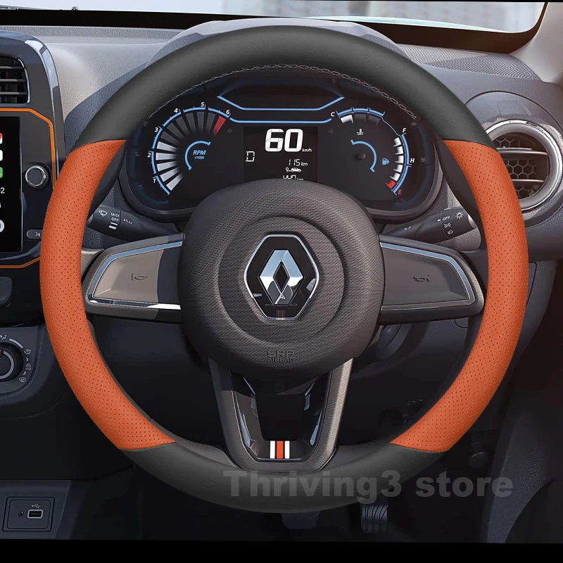 

Leather Car Steering Wheel Cover For Renault KWID outsider climber clio 2016-2022 Auto Steering Wheel Renault captur Accessories