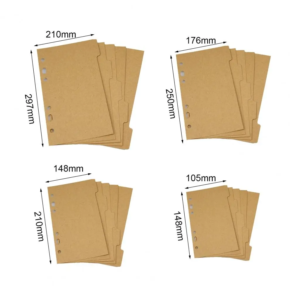 5Pcs Index Dividers A6/A5/B5/A4 Subject Dividers Anti-scratch Lightweight Index Separators Reinforced Edge Index Dividers