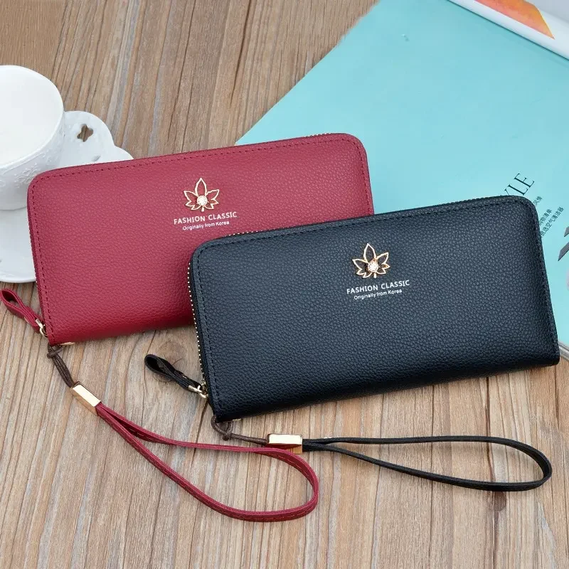 Dompet Kartu Kulit Desain Fashion, Dapat Diukir Nama, Dompet Panjang Wanita dengan Ritsleting, Hadiah Hari Ibu yang Penuh Perhatian