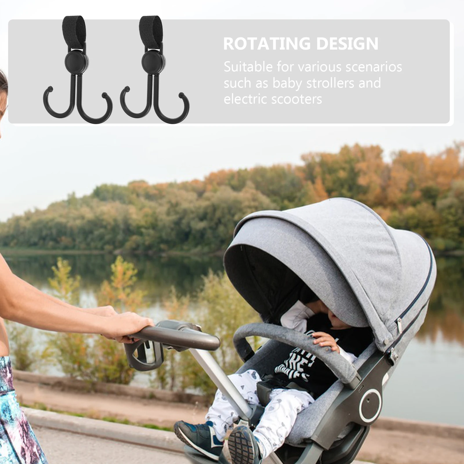 

5 шт. вращающийся двойной крючок, многофункциональный подвесной крючок для коляски, тележки для покупок, электрический скутер, заднее сиденье автомобиля, дома