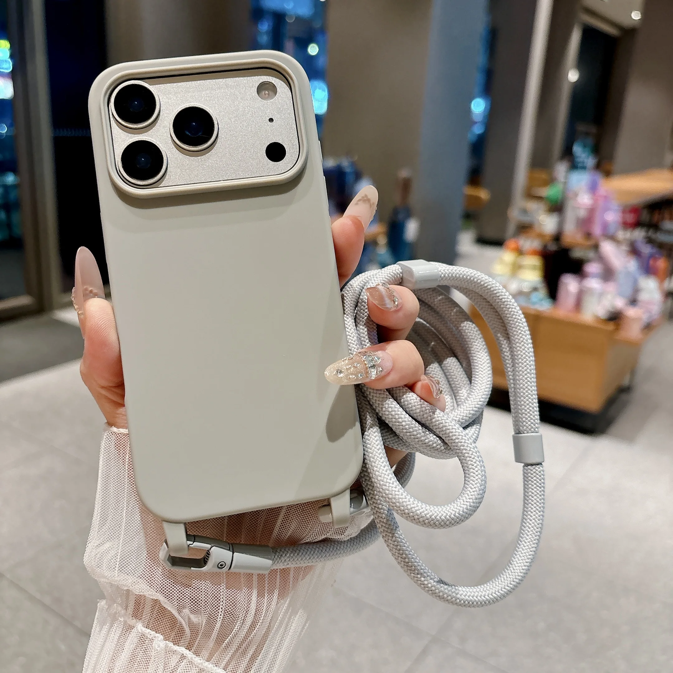 Matte Candy Color Lanyard Phone Case For iPhone 13 12 Mini 11 Pro XS Max X XR 8 7 6 Plus Shockproof Soft TPU Protective Cover view 5