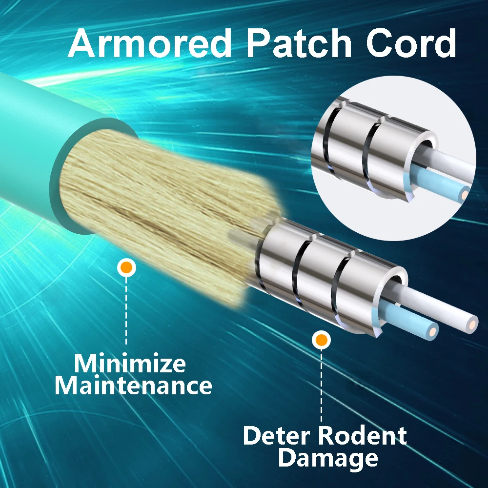 VANDESAIL Uniboot LC to LC OM3 Fiber Patch Cable, Armored MultiMode Fiber Optic Patch Cable Fiber Jumper Optical Patch Cord