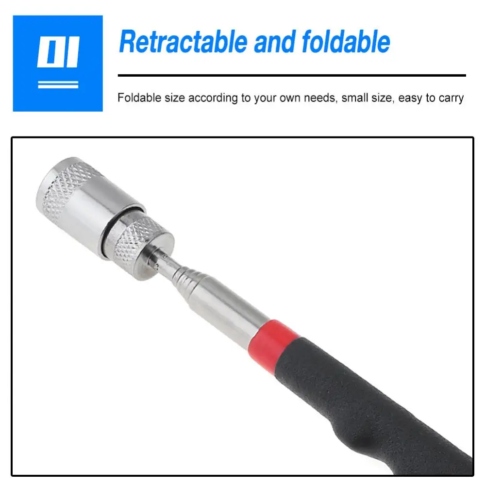 Imagem -03 - Magnético Telescópica Pick up Ferramenta Led Luz Flexível Mola Ímã Captador Ferramenta Grabber para Lixo Pegar Extensão do Braço