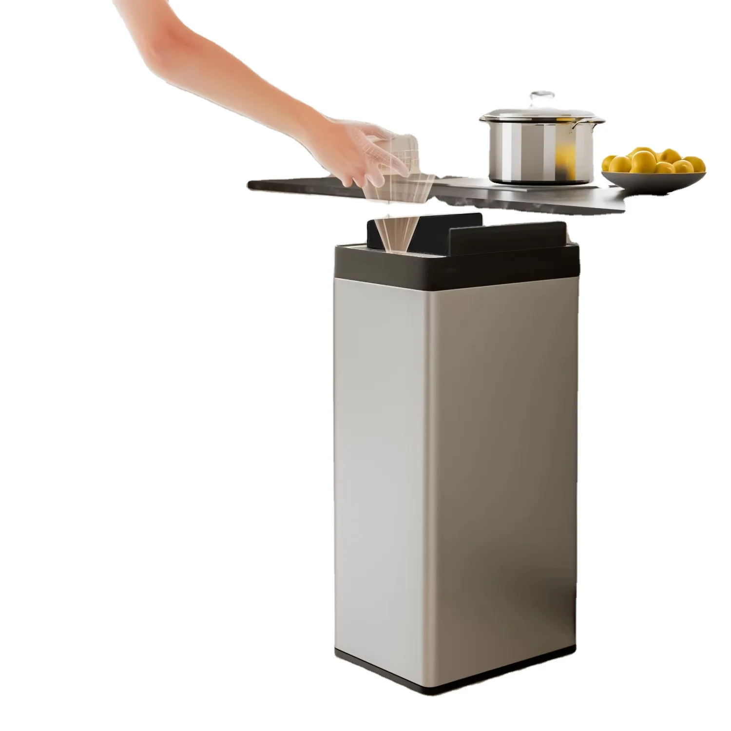 30L Black Custom LOGO Touchless Automatic Large Kitchen Smart Trash Bin with Sensor Dustbin