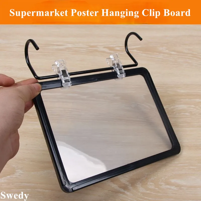 5 Pieces A4 210x297mm Adjustable Supermarket Price Poster Hanging Hook Clip Frame Price Label Sign Holder Hanger Board POP Clip