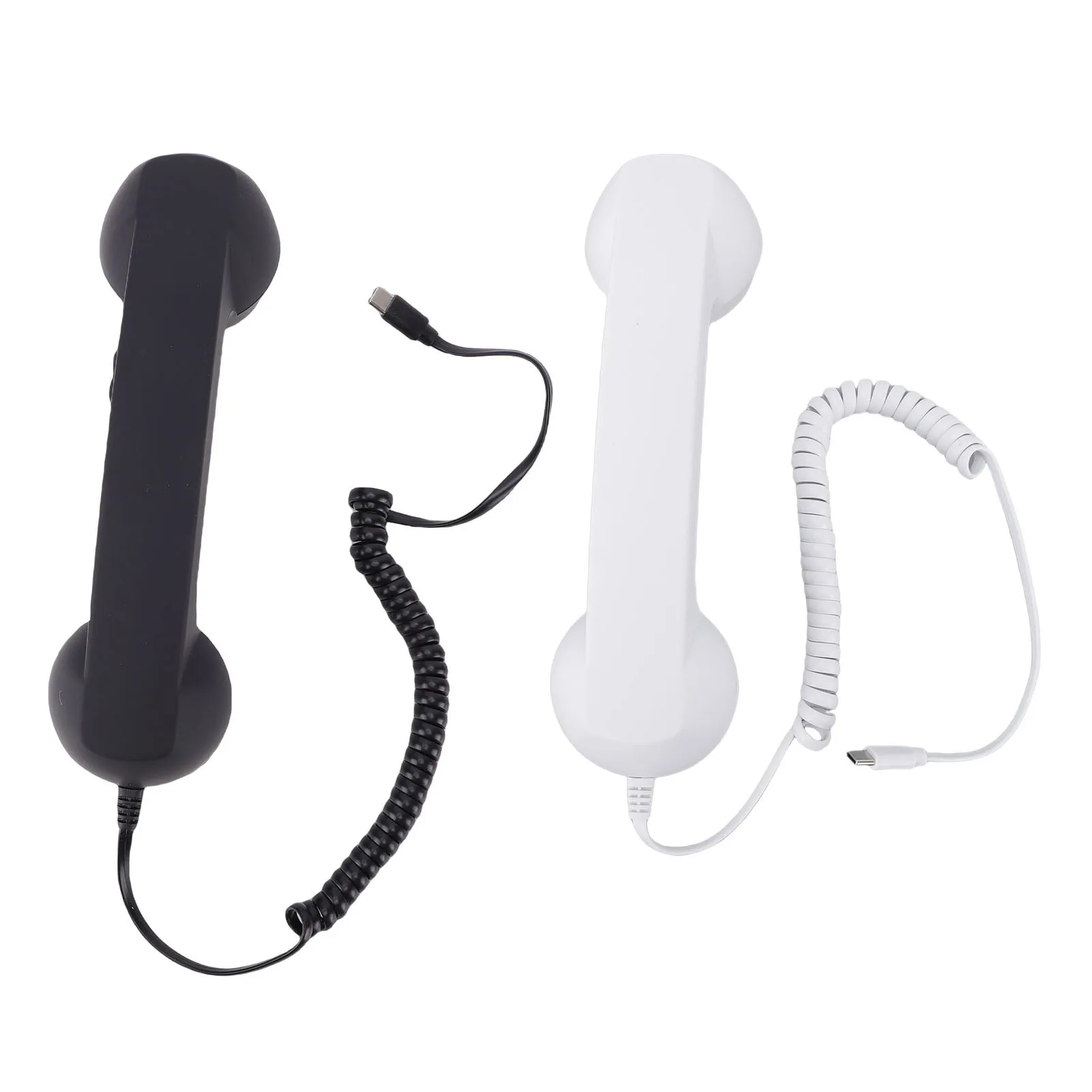 Retro Phone Handset with Volume Control Ergonomic Type C Wired Telephone Handset Receiver For Cellphone Video Call Conference