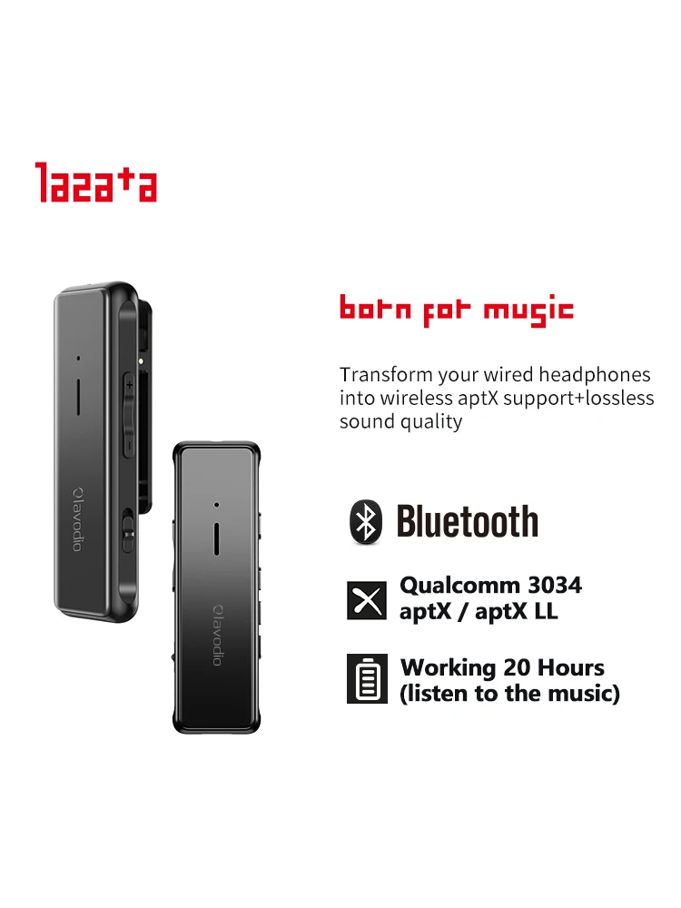 

Lazata Bluetooth 5.1 Audio Adapter with MIC aptX LL 3.5mm AUX Wireless Headphone Game Music Type C Charging