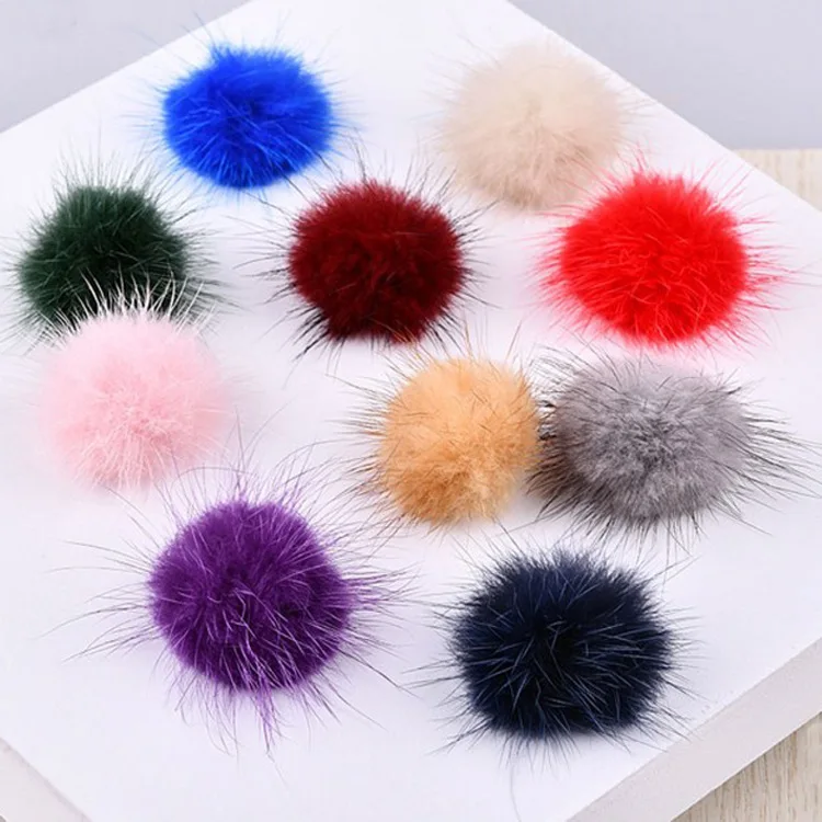 3CM/10PCS DIY Pompons Mink Fur Ball Pomom In Key Chains As Jewelry Colorful Pompoms For Headdress Earrings Accessories Crafts