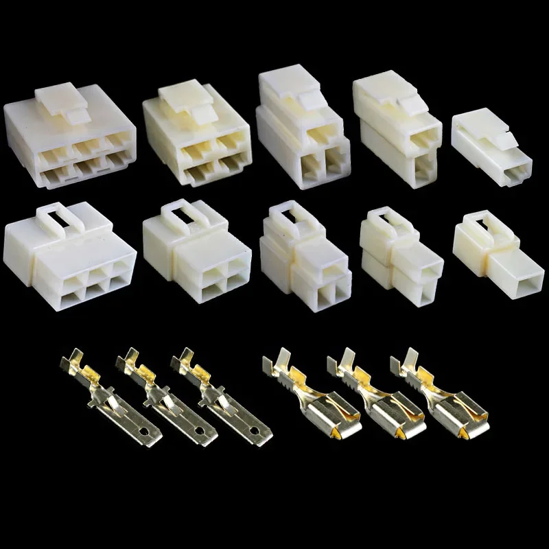 5set 6.3mm connector 1P/2P/3P/4P/6P/9P/12P pin Electrical 6.3 Connector Kits Male Female socket plug for Motorcycle Car