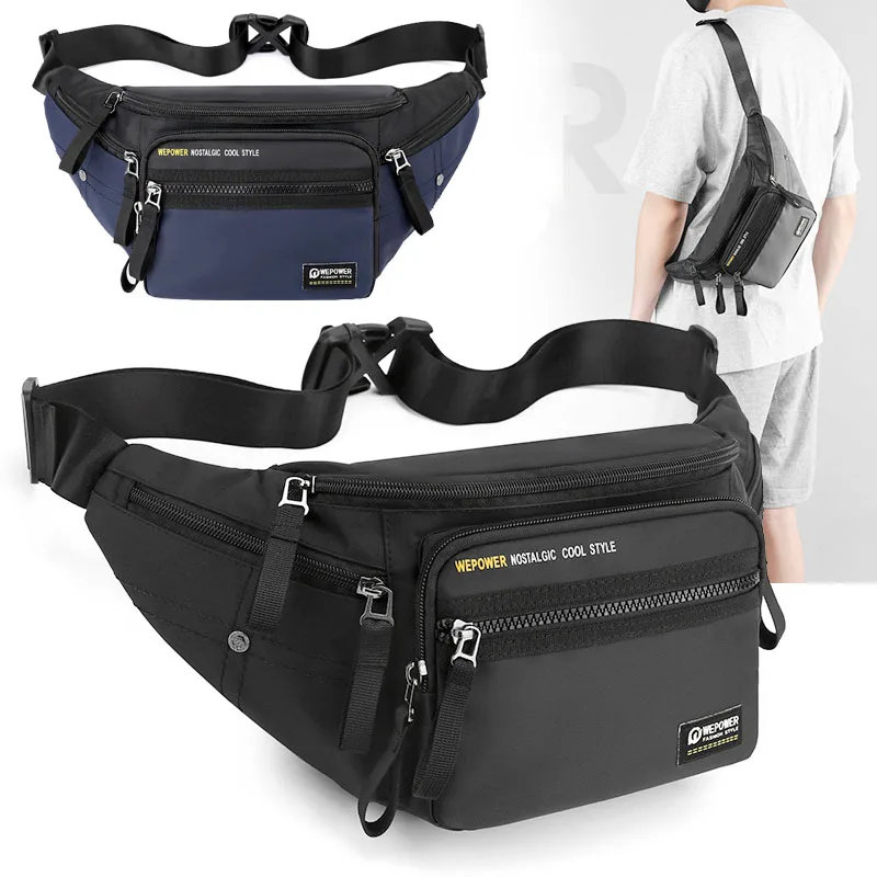 

TOP Nylon Waterproof Chest Bag Men Crossbody Bag Outdoor Running Waist Pack Multifunctional Large Capacity Shoulder Bag