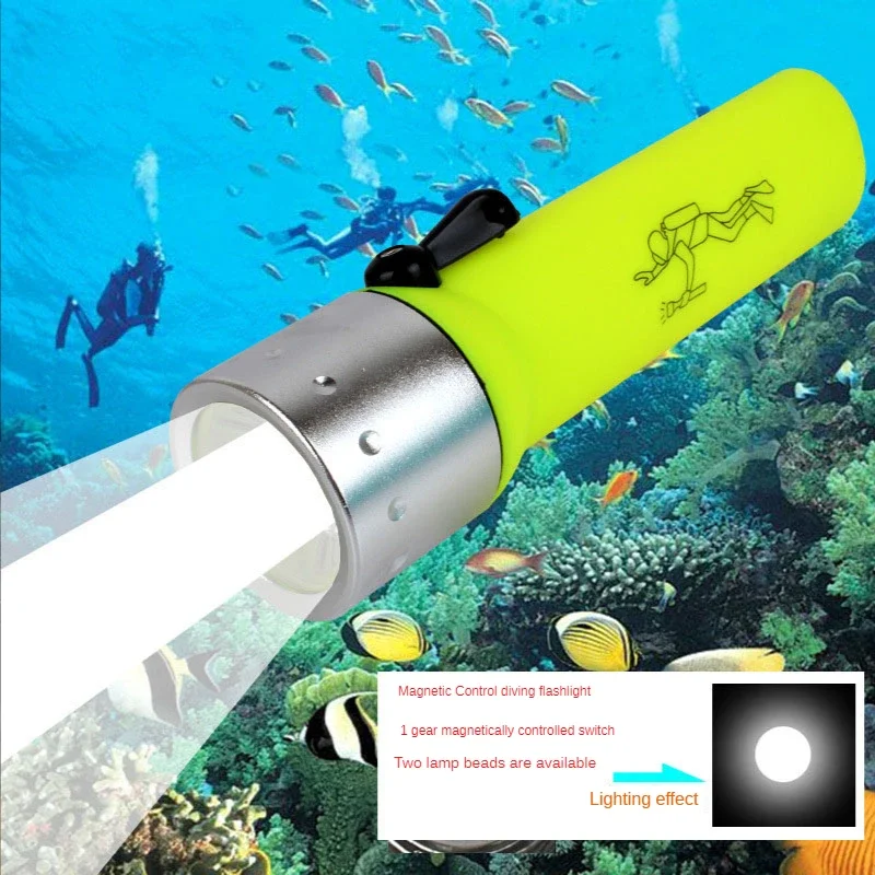 

Magnetic Control Lumens,hand Crank Waterproof IP68 Flash Light,led Underwater Diving Flashlight,bright Light Diving Lights