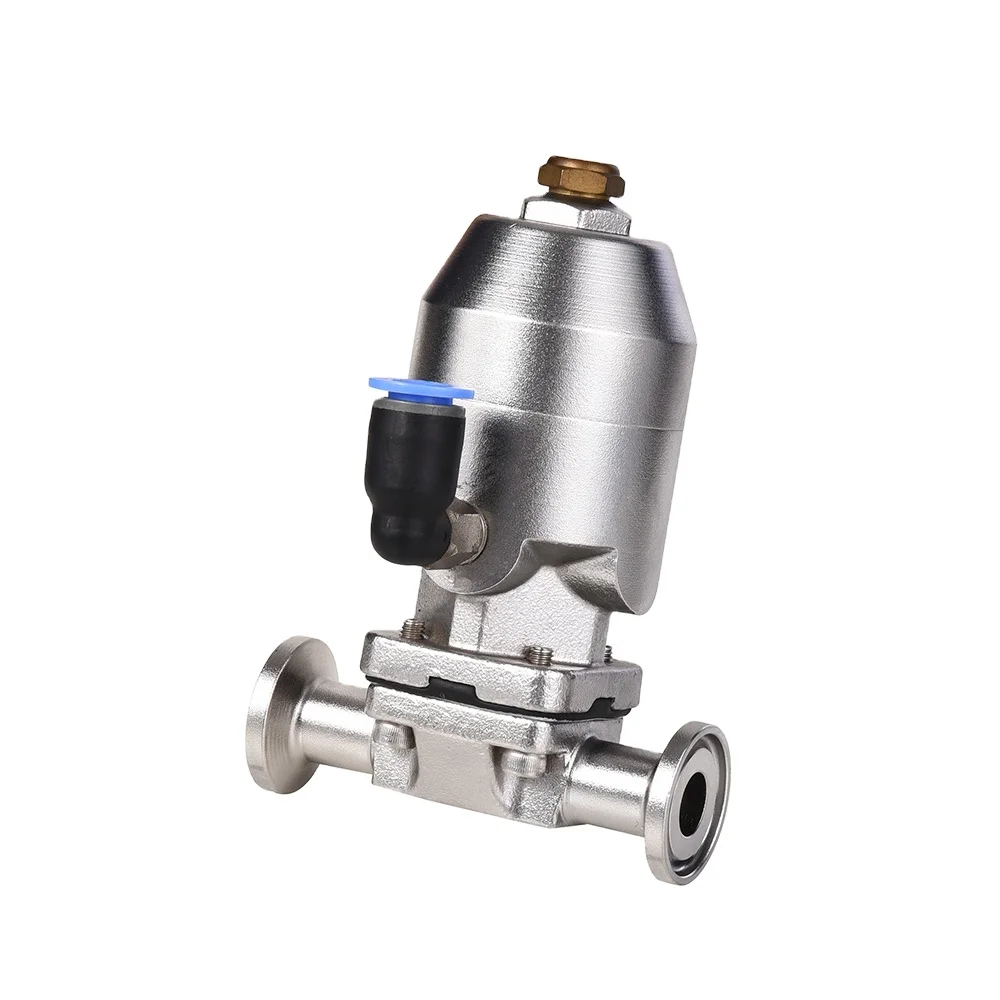 Sanitary stainless steel 16L mini straight through pneumatic three clip diaphragm valve