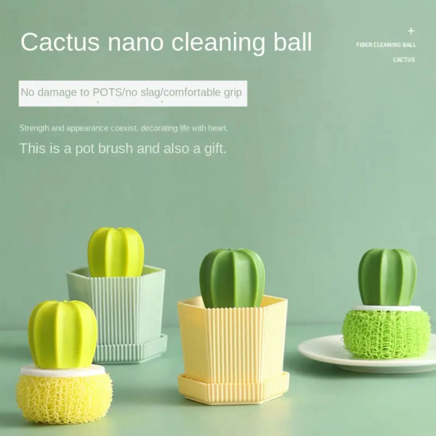

Creative Cactus Shaped Dish Pot Sink Washing Tool, Ergonomic Kitchen Scrubber for Effective Cleaning, Unique Design Cleaning Bru