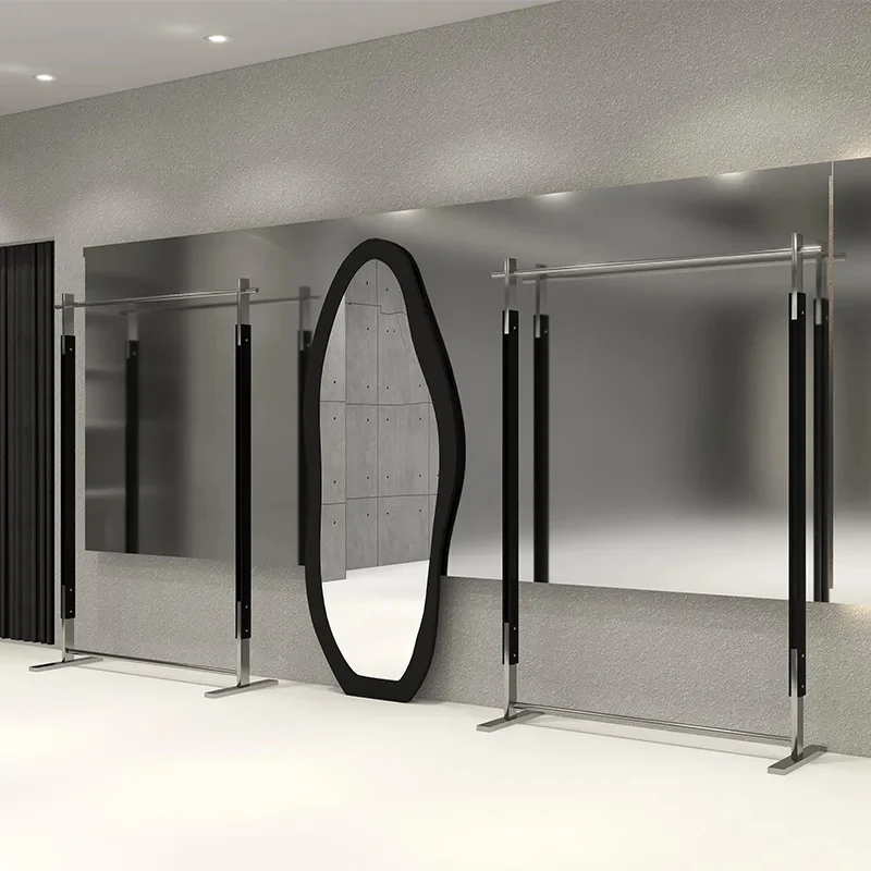 

custom.Custom Stainless Steel Women's Clothing Display Rack Floor-Standing Simple Shelf Clothes Hanger Black Display Rack