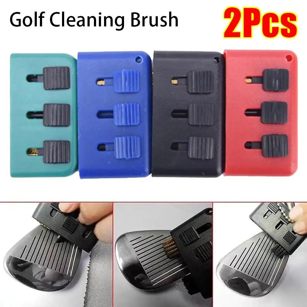 2 Stuks Nieuwe Golfbenodigdheden Golf Reinigingsborstel Koper Haar Intrekbare Balhoofdborstel Drie-gat Zakformaat Golf Club Cleaner Tool