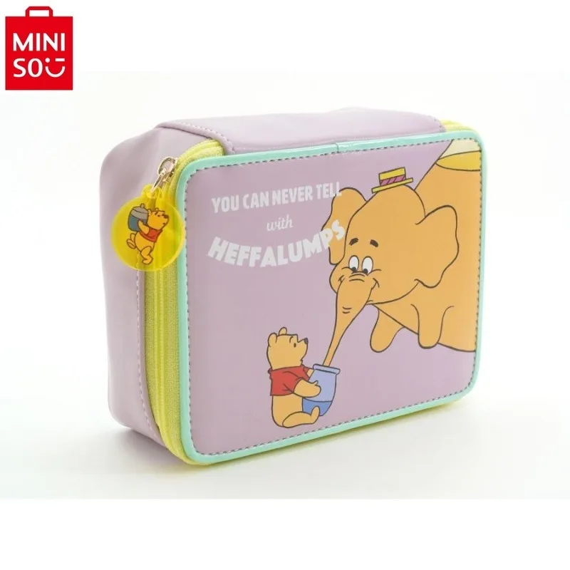 MINISO Disney Cartoon Winnie the Pooh 3D Makeup Bag for Ladies, Cute, Portable, Toilet and Storage Bag for Going Out