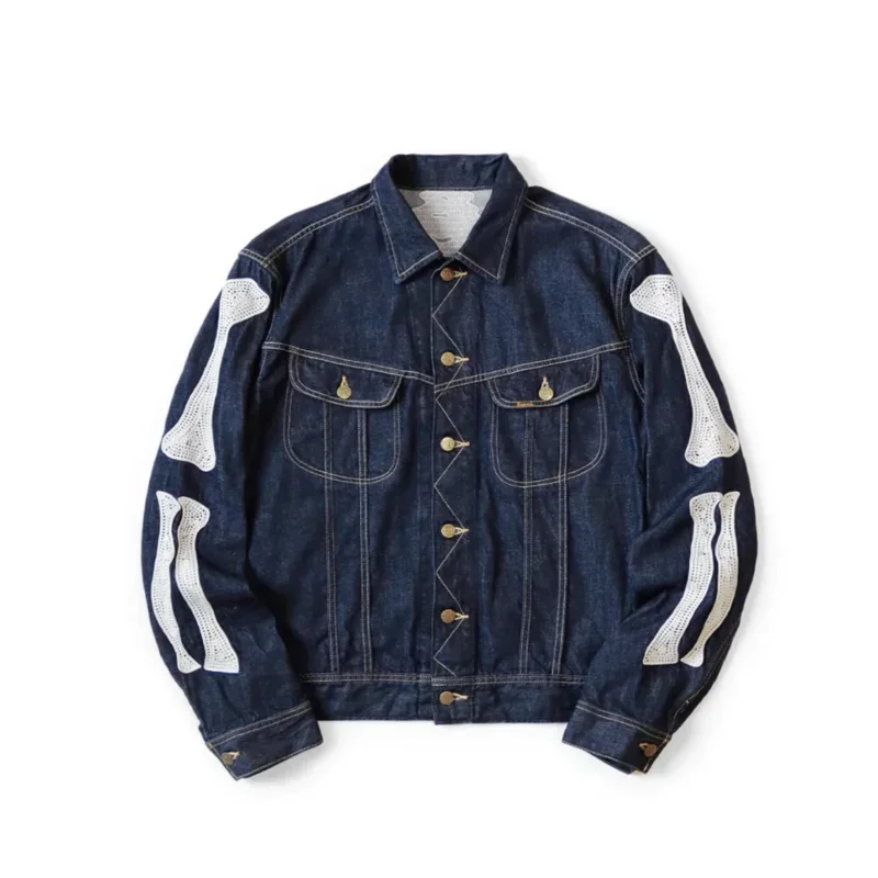 

24SS KAPITAL Hirata Kazuhiro Japanese denim denim lapel bone embroidered loose jacket