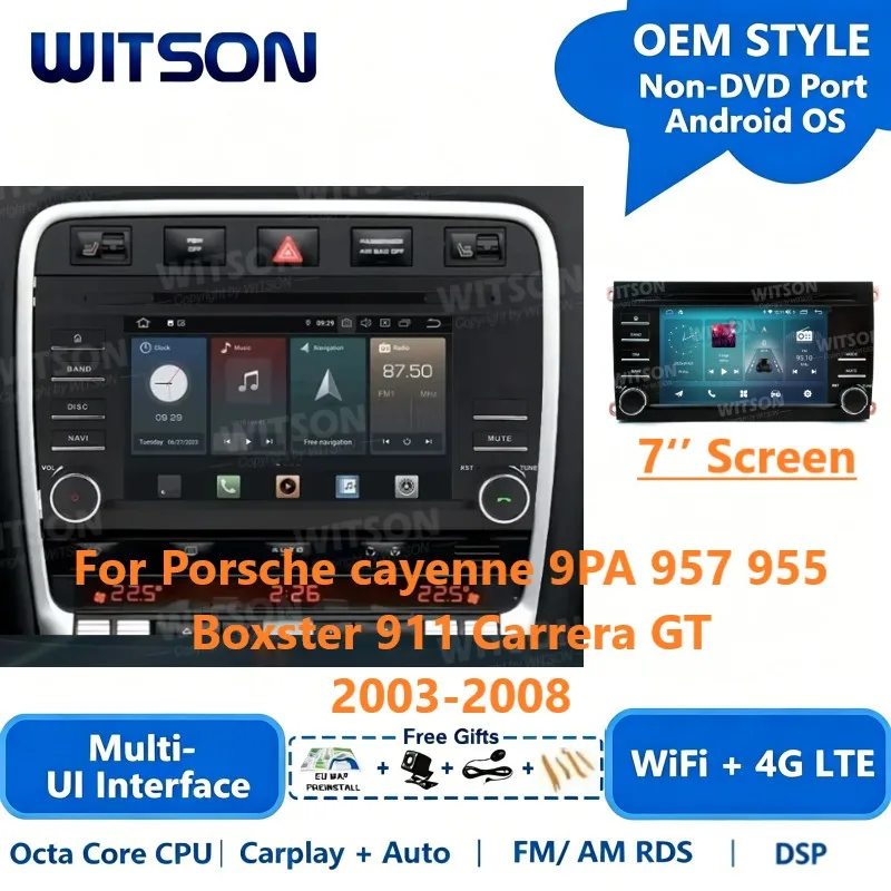 Android Auto Stereo For Porsche cayenne 9PA 957 955 Boxster 911 Carrera GT 2003- Carplay Navi Audio DSP Car Radio GPS Multimedia