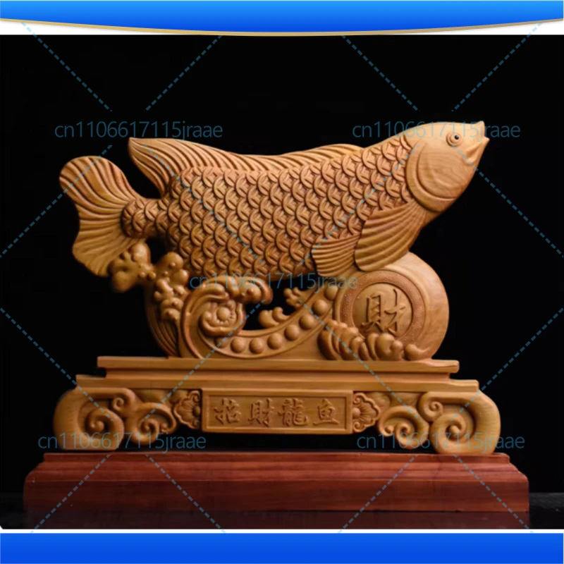 Wood carving  phoenix Arowana sculptures and statue ，Chinese characteristic  Home Living Room Office Table decoration accessory