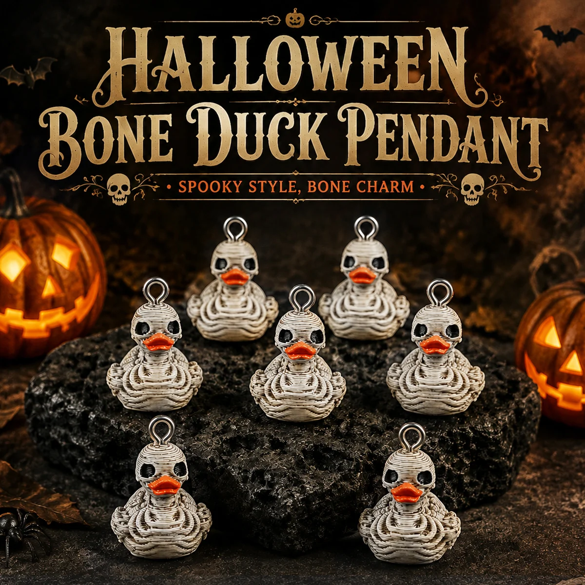 14x15mm 2pcs Halloween Resin Skeleton Duck Charm Bone Duck Pendant For DIY Jewelry Making Necklace Bracelet Handmade Accessories