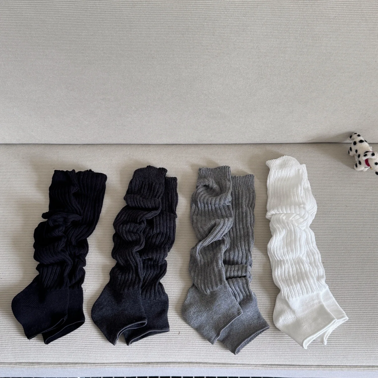 SP&CITY Solid Color Stacking Foot Socks Y2K Style Korean Fashion Leg Socks Vertical Pattern Double Needle Breathable Long Socks