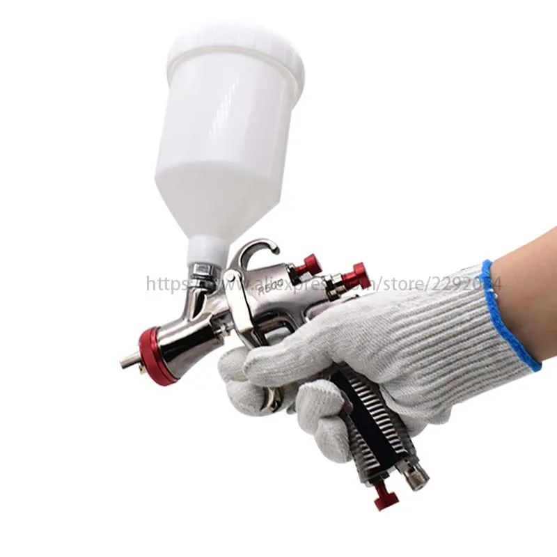 R500 Spray Gun LVLP Gravity Feed Car Painting Gun  1.3mm 1.5mm 1.7mm 2.0mm Nozzle 600cc Pressure Gauge Gravity Airbrush