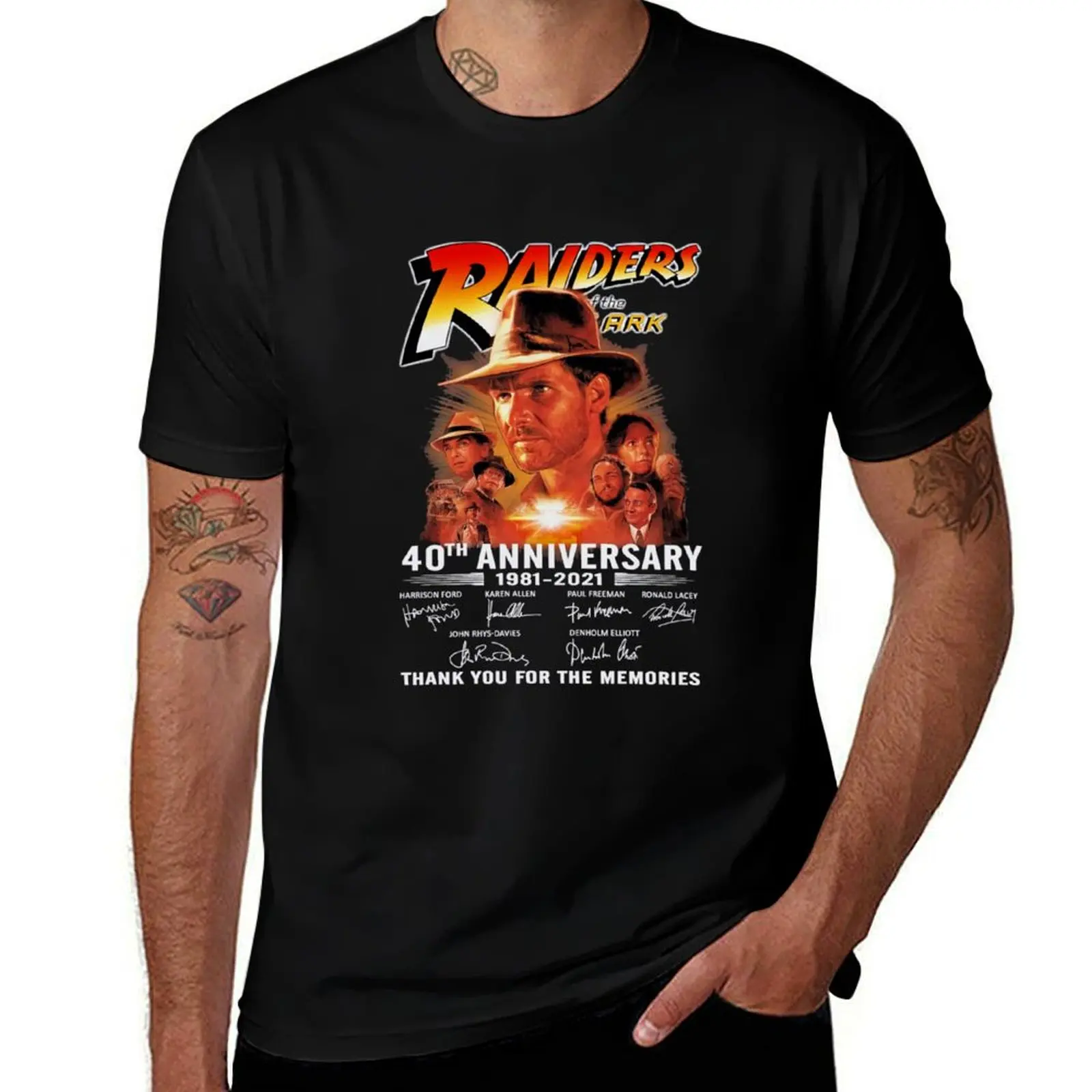 

raiders Of The Lost Ark 40th Anniversary 1981 2021 signatures thank you for the memories shirt Essen T-Shirt
