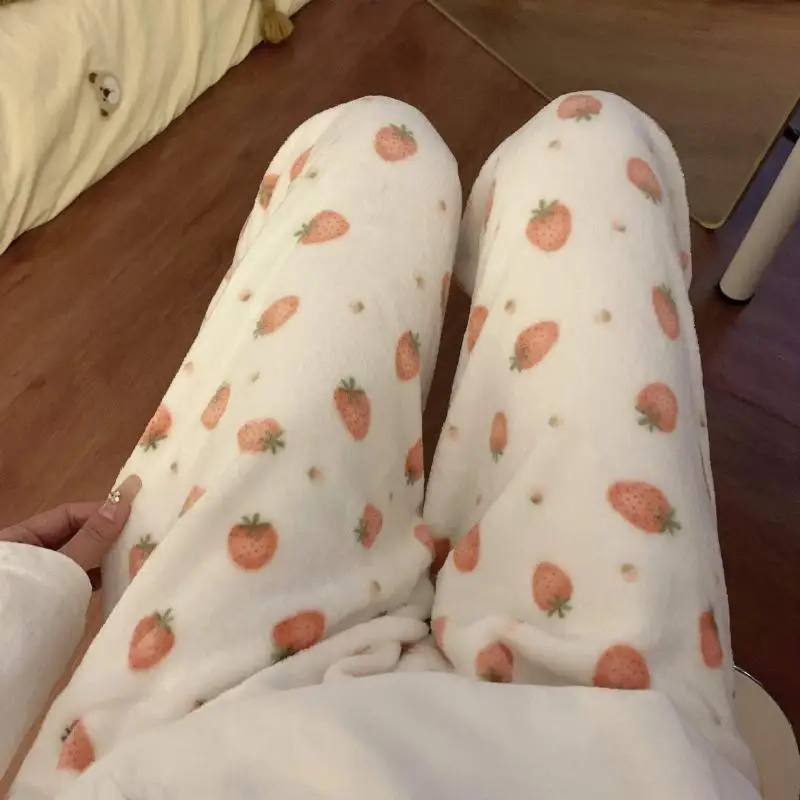 Korean Style Fashionable and Comfortable Women's Home Pants Thick and Sweet Teenage Pants Loose and Cute Girl's Sleeping Pants