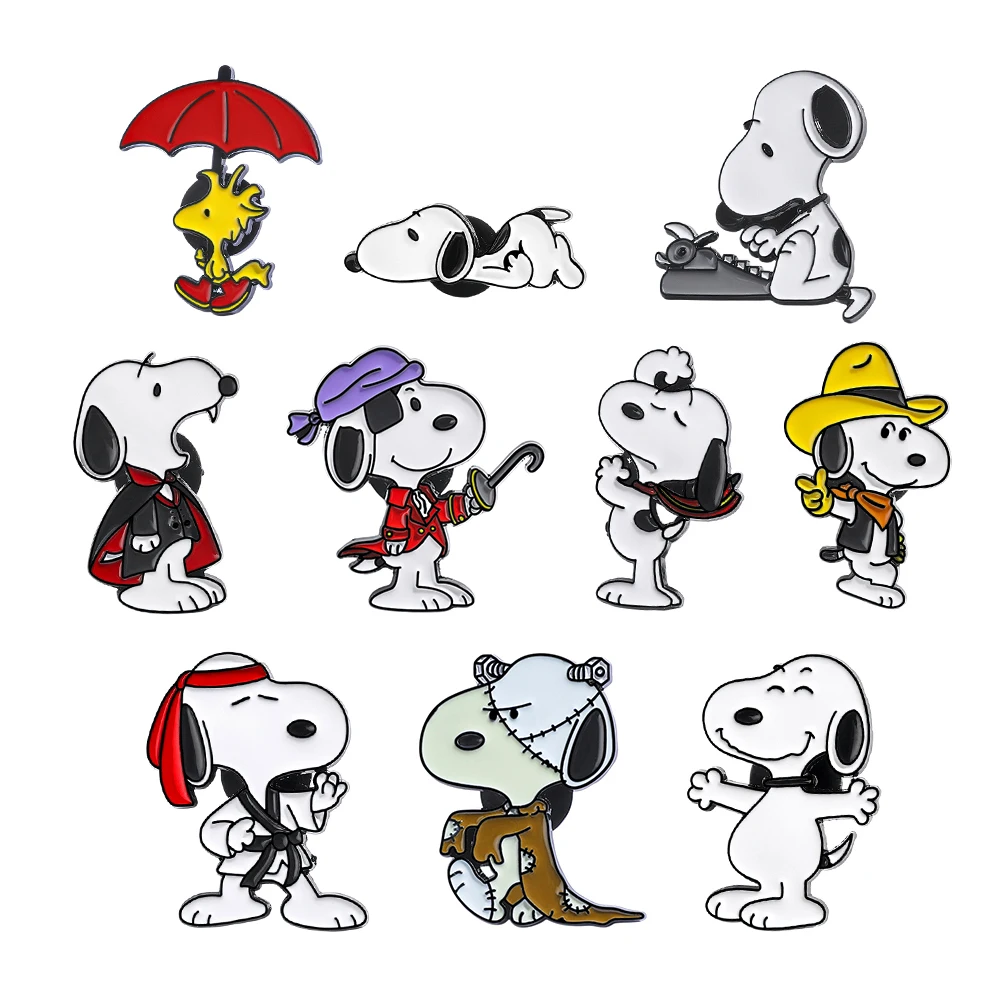 1 Pc ​Pirate Taekwondo Shape Brooch Creativity White Dog Enamel Pin Metal Badge Jewelry Backpack Clothing Accessories Gift