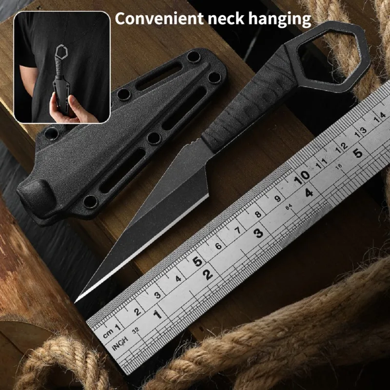 Nuevo Collar al aire libre Mini cuchillo EDC portátil colgante, cuchillo recto multifuncional, cuchillo de autodefensa, Camping, barbacoa