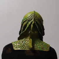 CyCreature From The Black Lagoon Green Fish Monster Mask Cosplay Latex Mask Halloween Party Props Scary Full Head Masks