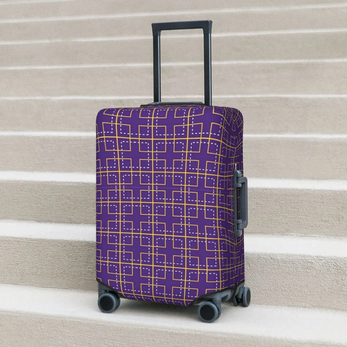 Geo Print Suitcase Cover Argyle Square Travel Protector Holiday Elastic Luggage Accesories