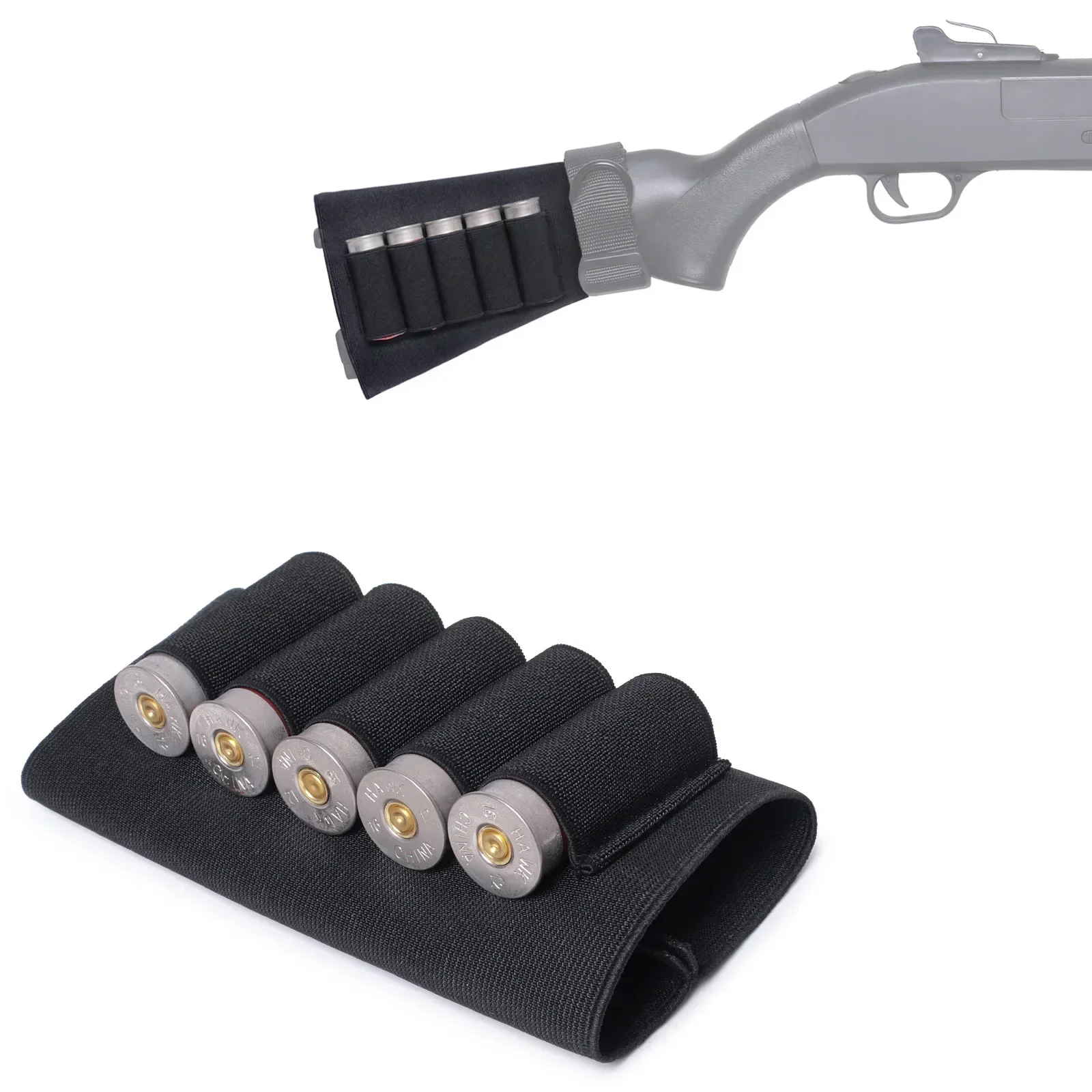 Six-eight-nine rifle stock shell holder, twelve-gauge shotgun magazine pouch, hunting bullet magazine belt, outdoor
