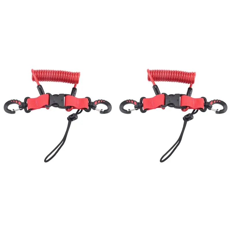 ABDE-2X Scuba Diving Lanyard Coil Springs Camera Lanyard Spiral With Ring Dive For Dive Lights Underwater Diving Rods,Red