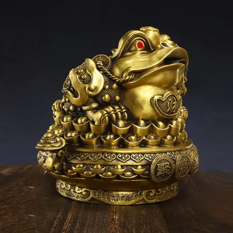 Zhaocai Pure Copper Treasure Pot for Attracting Wealth Three Legged Golden Toad Ornaments Living Room Housewarming Gift