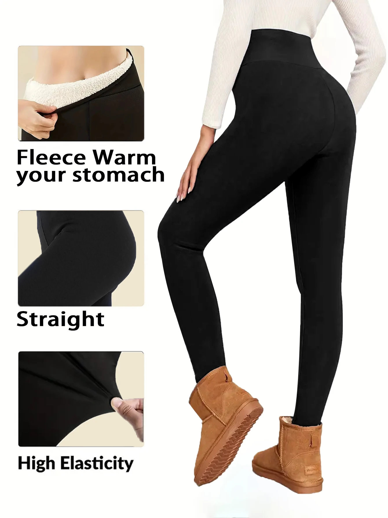 1 piece of autumn and winter warm pants with thickened fleece inside and high waisted tight leggings for women\'s outdoor sports