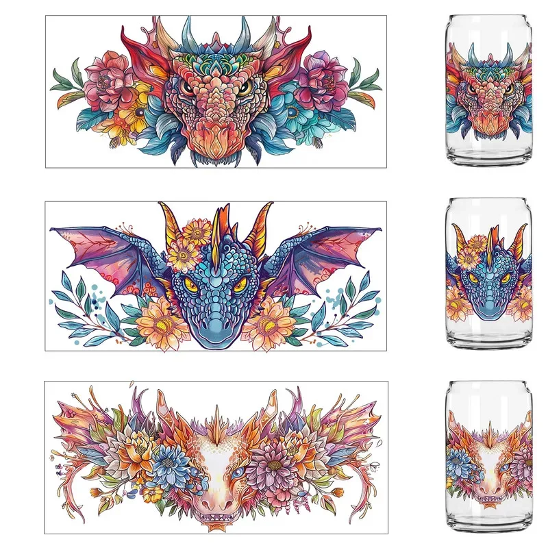 

Popular Cool Lucky Dragon Artwork UV Sticker Party DIY Decals 3D transfers uvdtf tumbler seal stickers 16oz uv dtf cup wraps