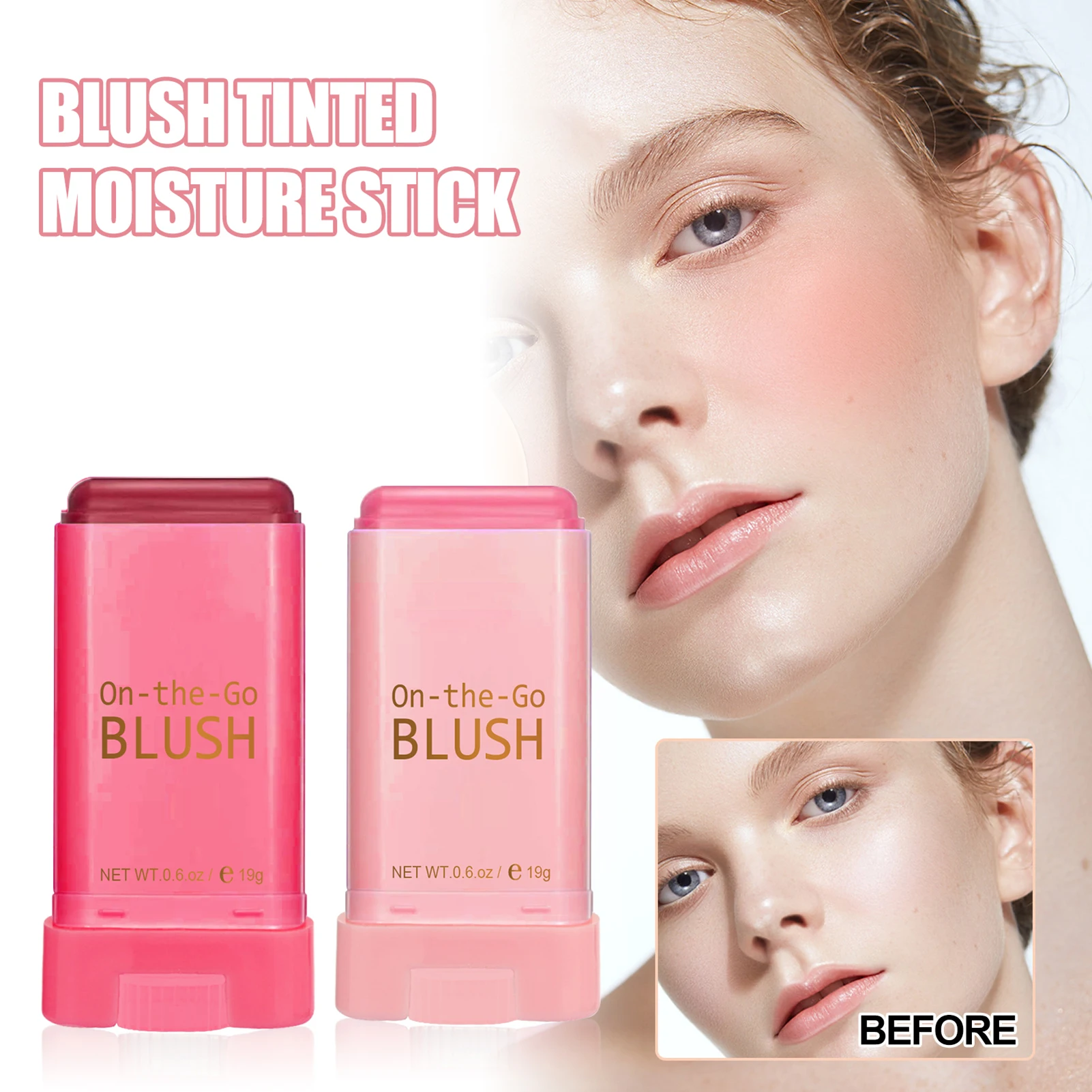 Multi-Use Makeup Cheek Blusher Naturally Moisturised Blush Stick for Making Face Rosy and Shiny EIG88