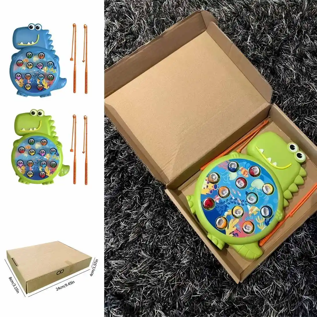 Dinosaur Simple Magnetic Fishing Toys Play Rod Game Toys for Children Baby Montessori with Rod Kids Educational No Rotating Gift