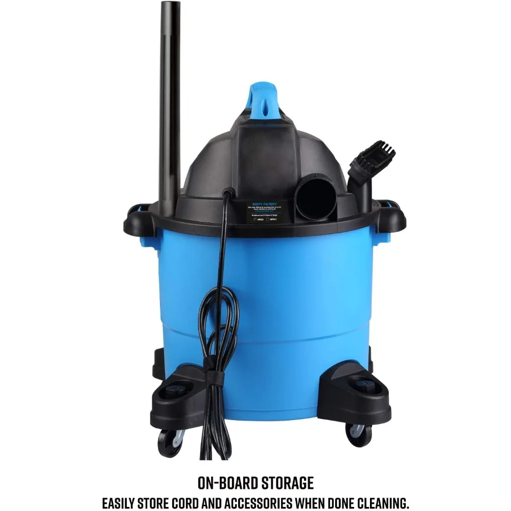 Вакуумный магазин HP для влажной/сухой уборки, 5 галлонов, 3 пика, синий