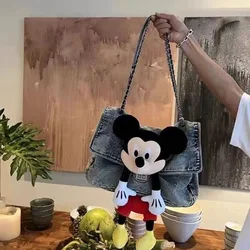 2024 New Cartoon Mickey Mouse Shoulder Bag Cute Cartoon Casual Retro Cowboy 3D Doll Versatile Chain Handbag Toys for Girls Gifts