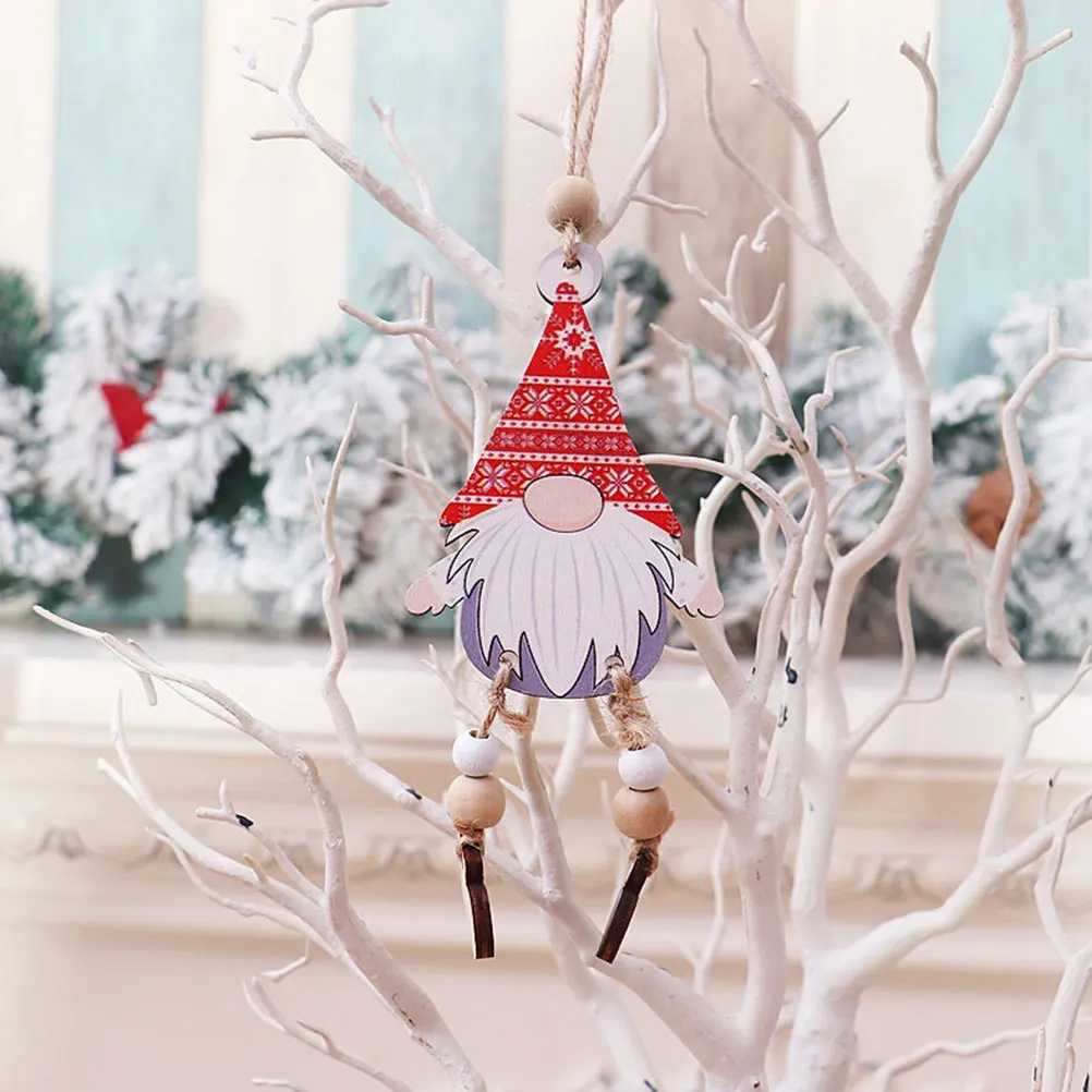 

2Pcs Face-Less Elder Hanging Ornaments Wooden Gnome Christmas Tree Decorations Xmas Hanging Pendant Party Decor Props