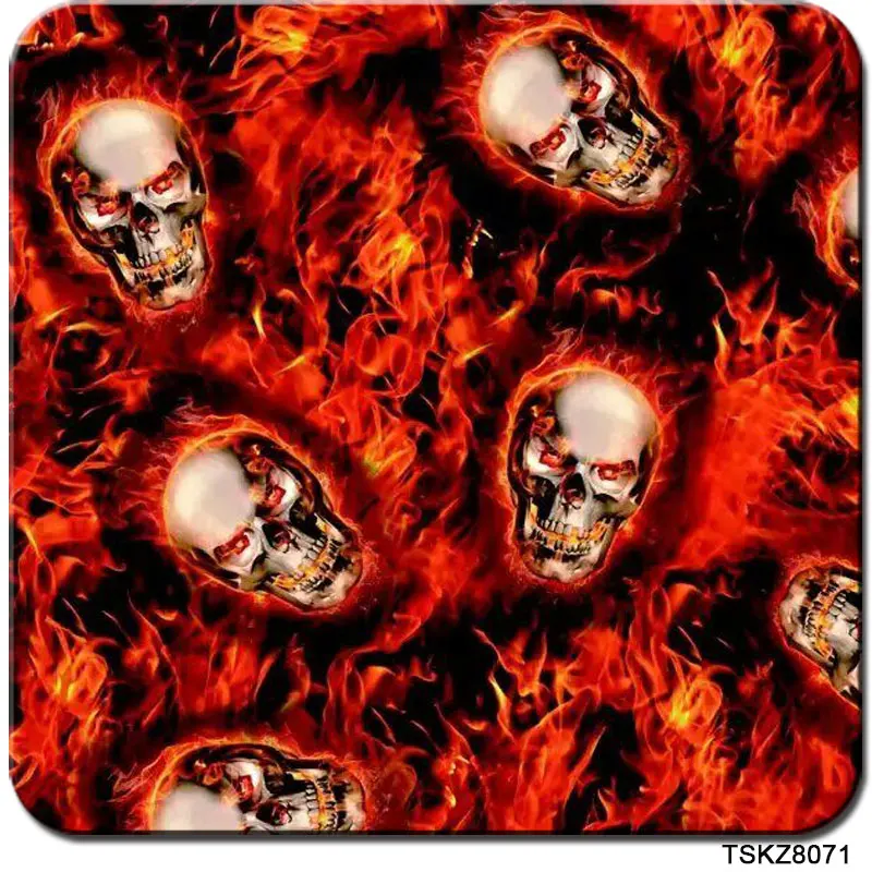 TSAUTOP TSKZ8071 Hydrographic Printed Film 0.5m X 10m Red Skull Pattern Water Transfer Film