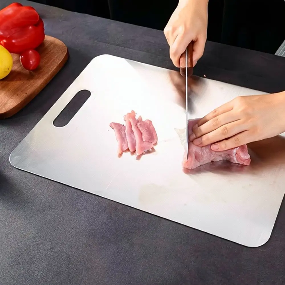 Stainless Steel Kitchen Chopping Board Heavy Duty Anti Slip Cutting Block Odor Resistant Household Prep Tray