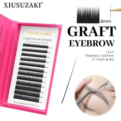 XIUSUZAKI No Curl Straight Curvate False Eyebrow Extensions Individual Volume Natural Soft Eyelash I Curl Graft Eyebrow Tools