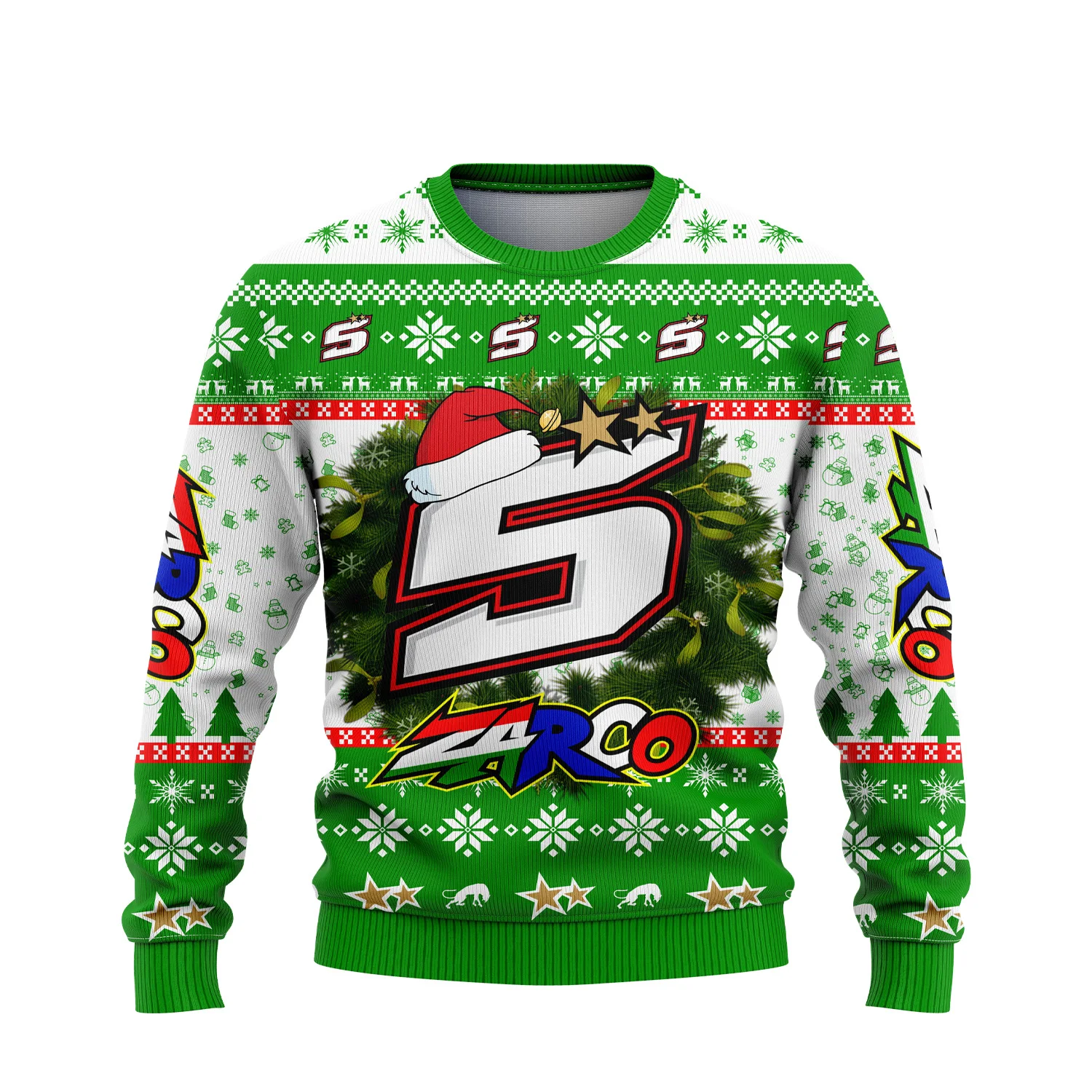 Nouveau 25-26 JOHANN ZARCO No. Sweat-shirt à col rond amusant de Noël pour 5 conducteurs, célébration d'hiver, Noël décontracté...